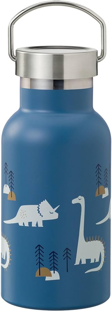 FRESK Trinkflasche 350ml mit 2 Deckeln & Reinigungsbürste Dino