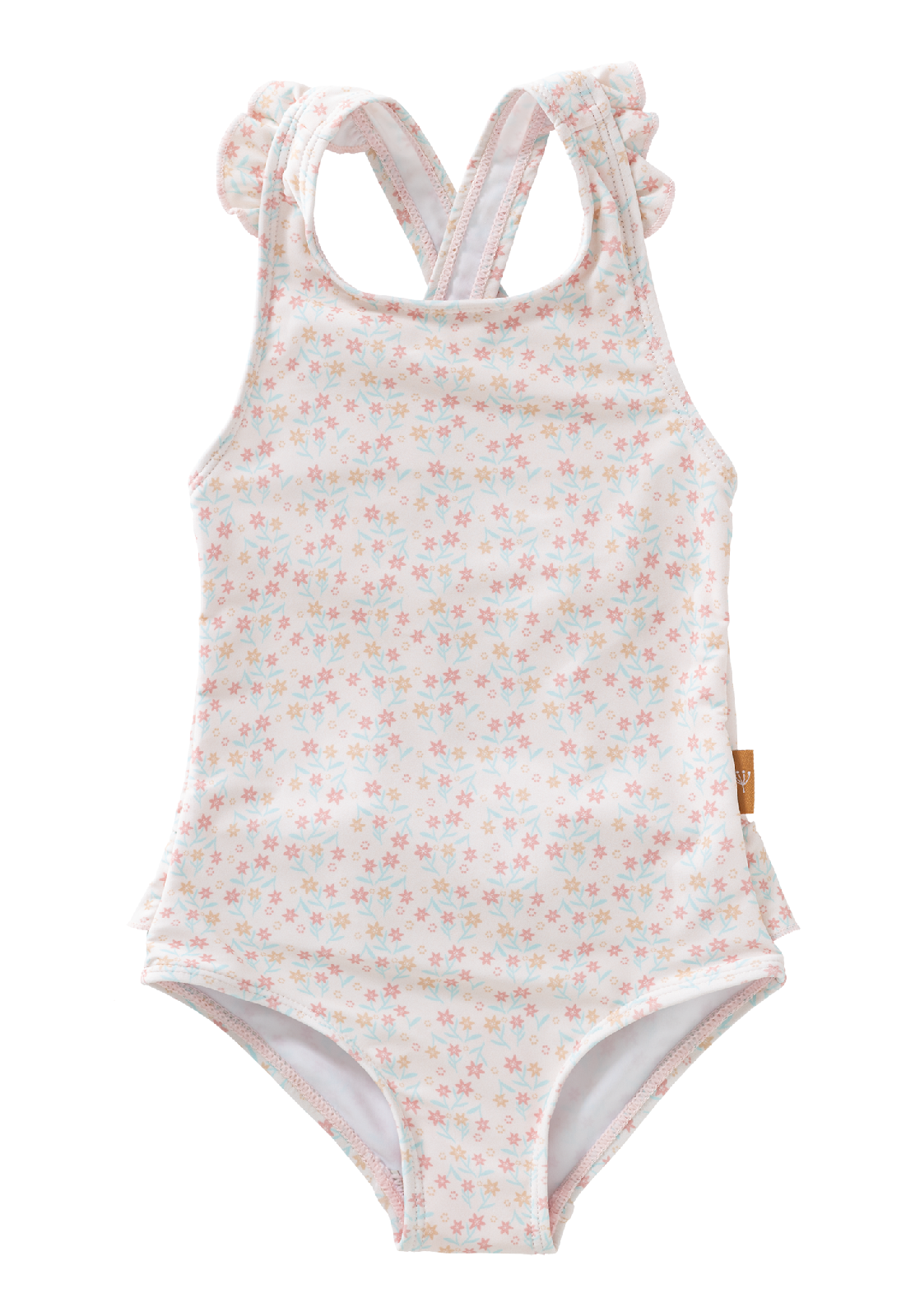 FRESK Kinder Badeanzug / Badekleid / Tanksuit mit UV-Schutz 50 weiss Blumen