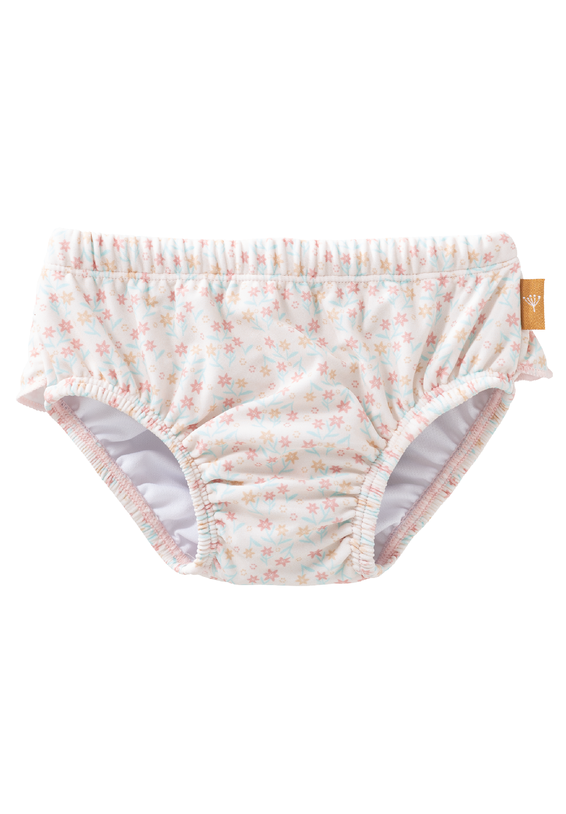 FRESK Kinder Badewindel / Diaper / Badehose mit UV-Schutz 50 weiss Blumen