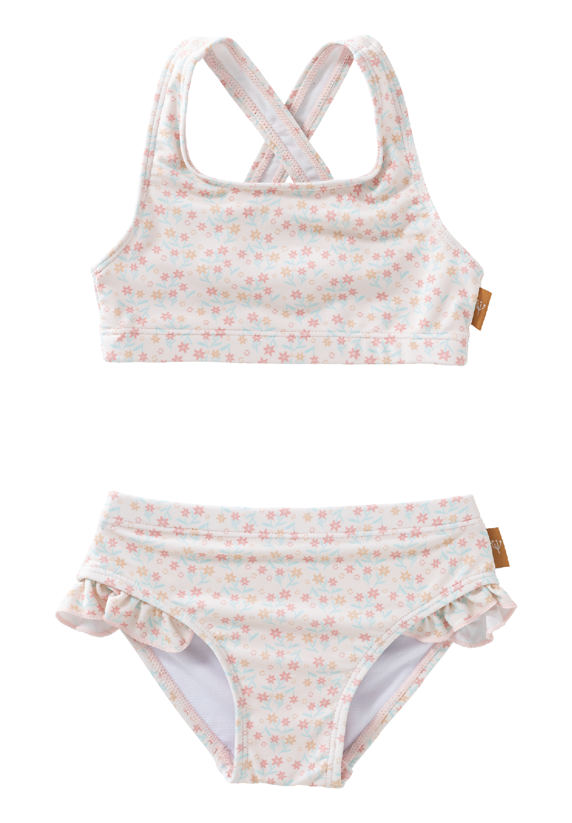 FRESK Kinder Bikini mit UV-Schutz weiss Blumen