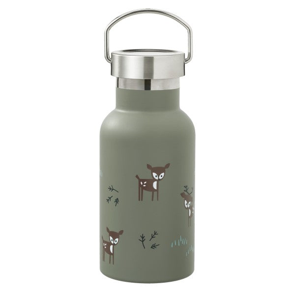 FRESK Trinkflasche 350ml mit 2 Deckeln & Reinigungsbürste deer olive