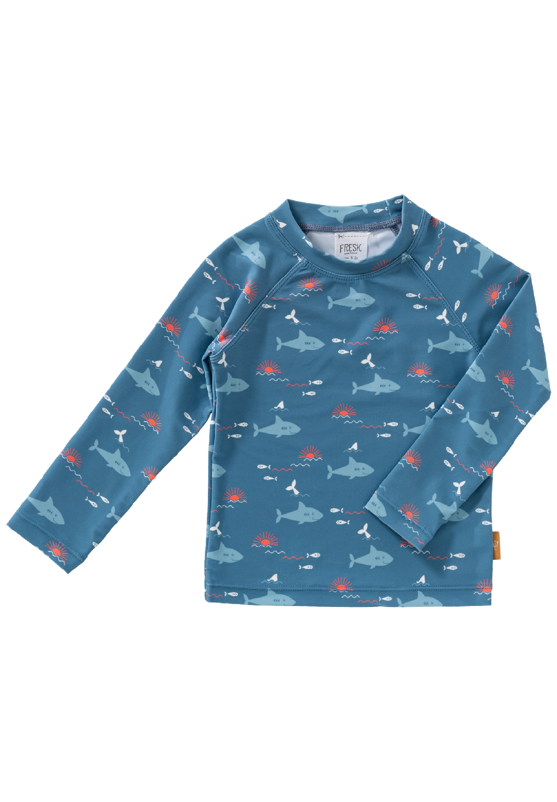 FRESK Kinder UV-Shirt / Badeshirt mit UV-Schutz 50 blau Hai