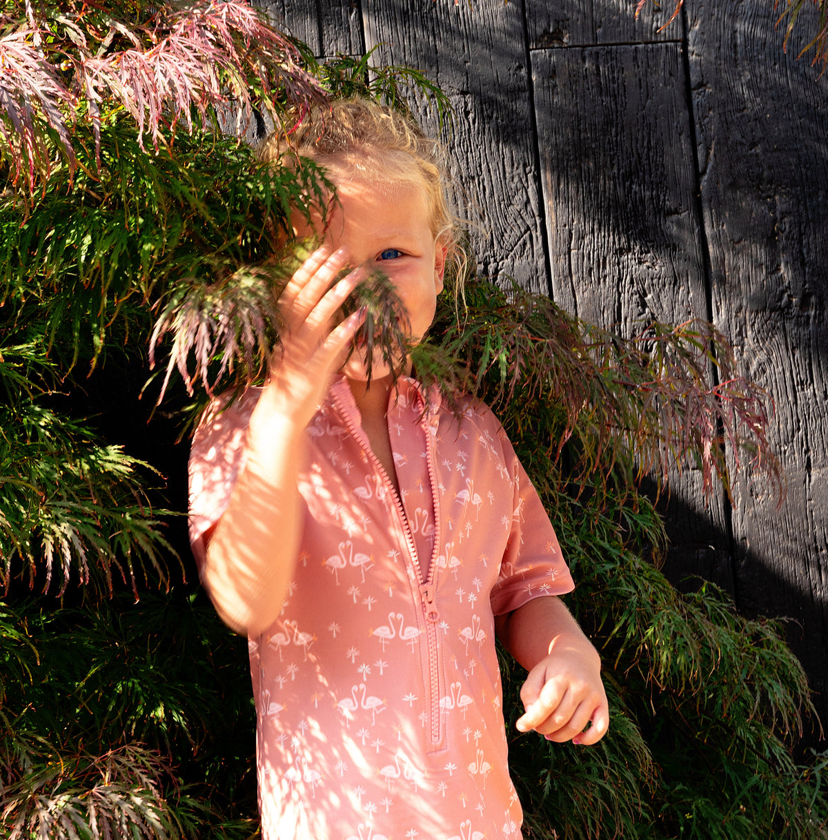 FRESK Kinder Badeanzug / Schwimmoverall / Swimsuit mit UV-Schutz 50 rosa Flamingo