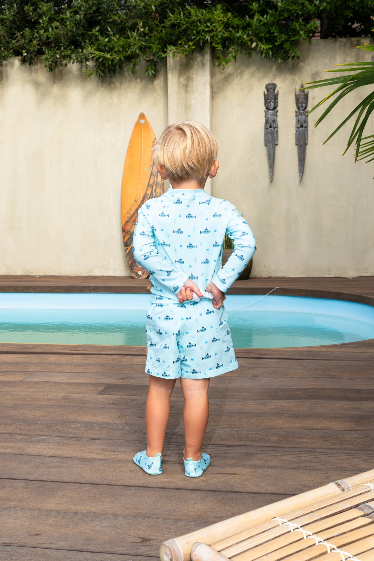 FRESK Kinder Badeshort / Badehose mit UV-Schutz 50 hellblau U-Boot