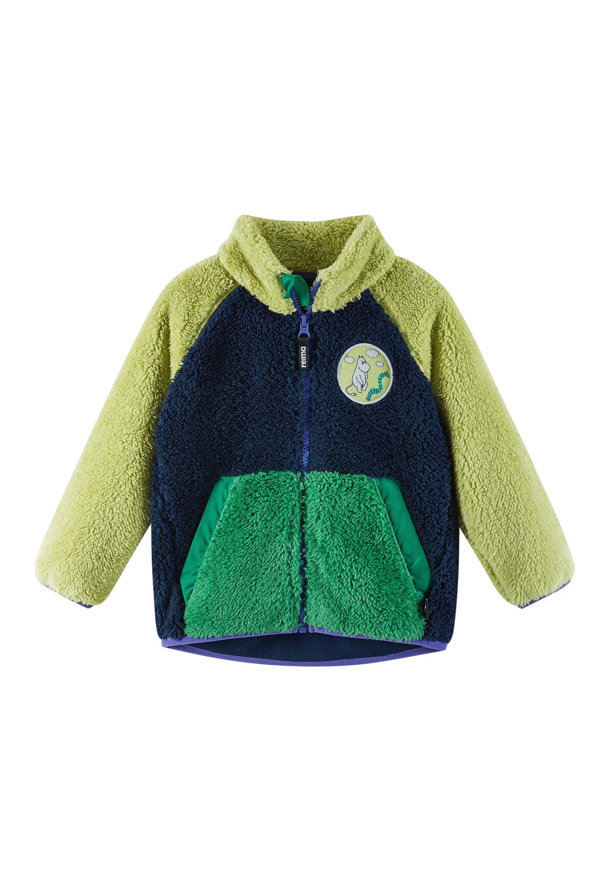 REIMA Kinder Sherpa Fleece-Jacke mit Moomin Kramgo 5200079C dunkelblau-grün 6980