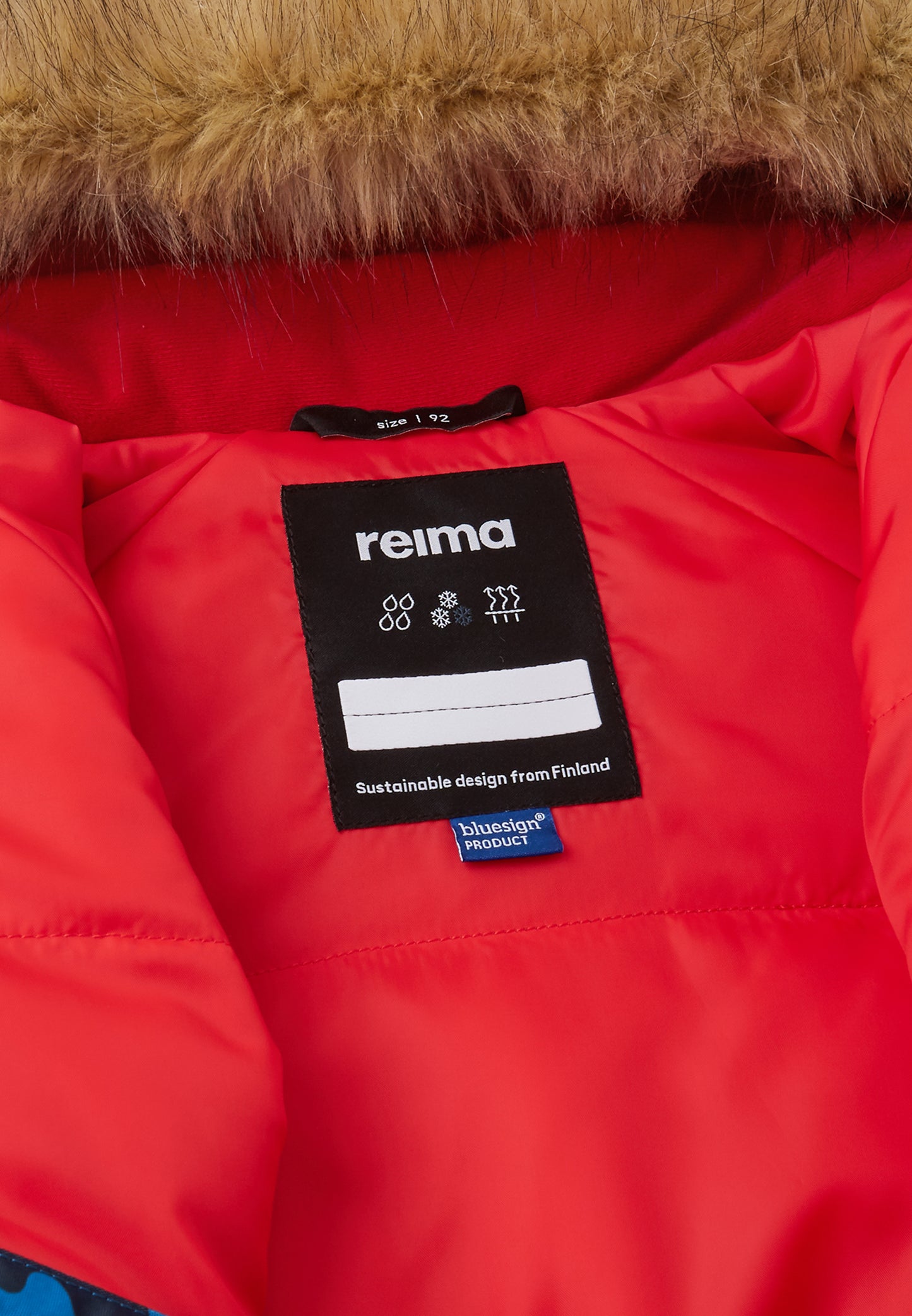 REIMA TEC Winteroverall/Skianzug AKTIONSFARBE <br>Lappi <br>Gr. 92<br> Po-Bereich extra dick isoliert<br> Taille regulierbar<br> Kunst-Pelz abnehmbar<br> abnehmbare Fuss-Schlaufen<br> WS 12'000 mm