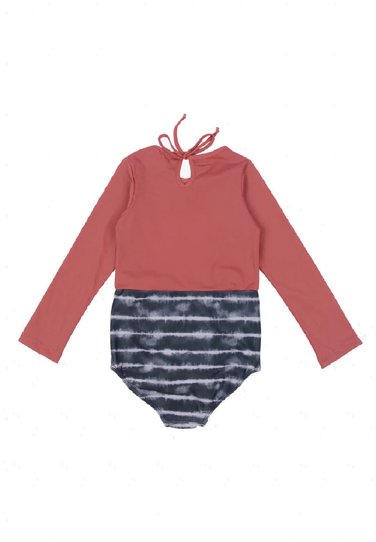 Main-Design Kinder Langarm-Badeanzug Laila dark coral MMLaila108/MMLaila207