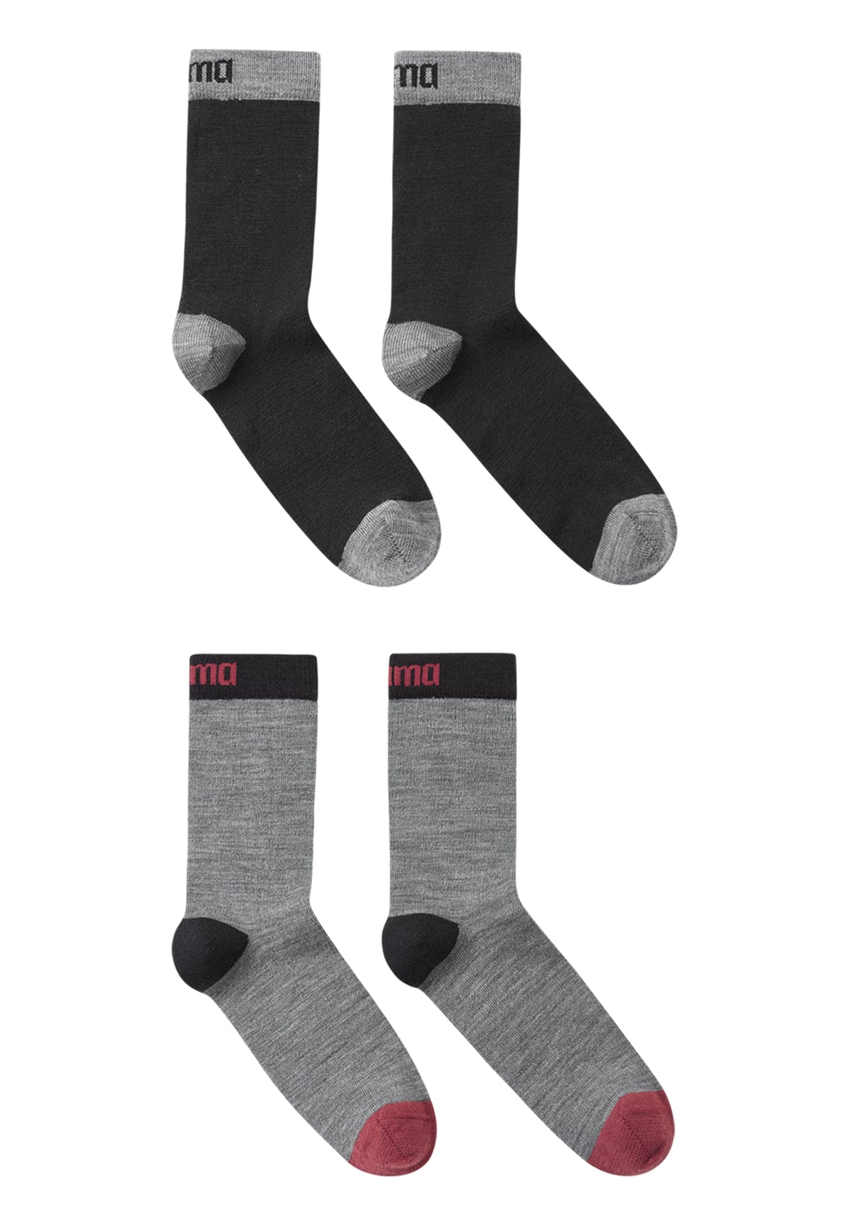 REIMA Kinder Merino Socken im Duopack Parit 5300309A schwarz+grau 999A