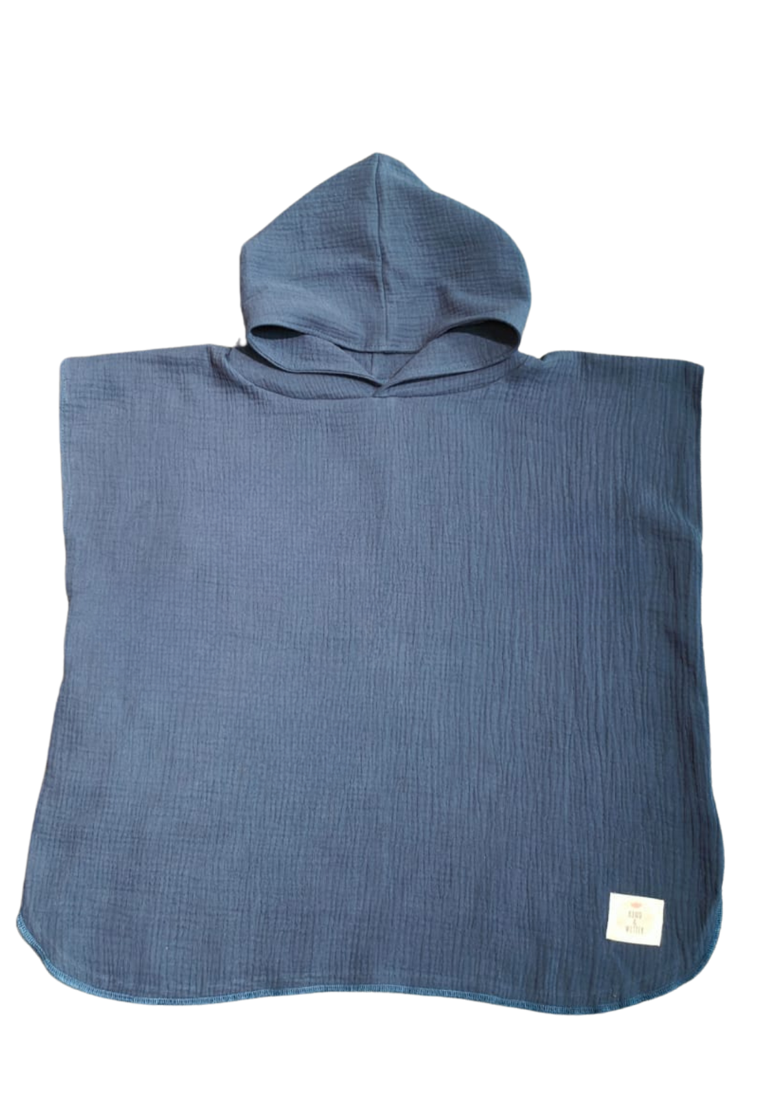 dünner Kinder Bade-Poncho / Cape / Badetuch aus Musselinstoff blau
