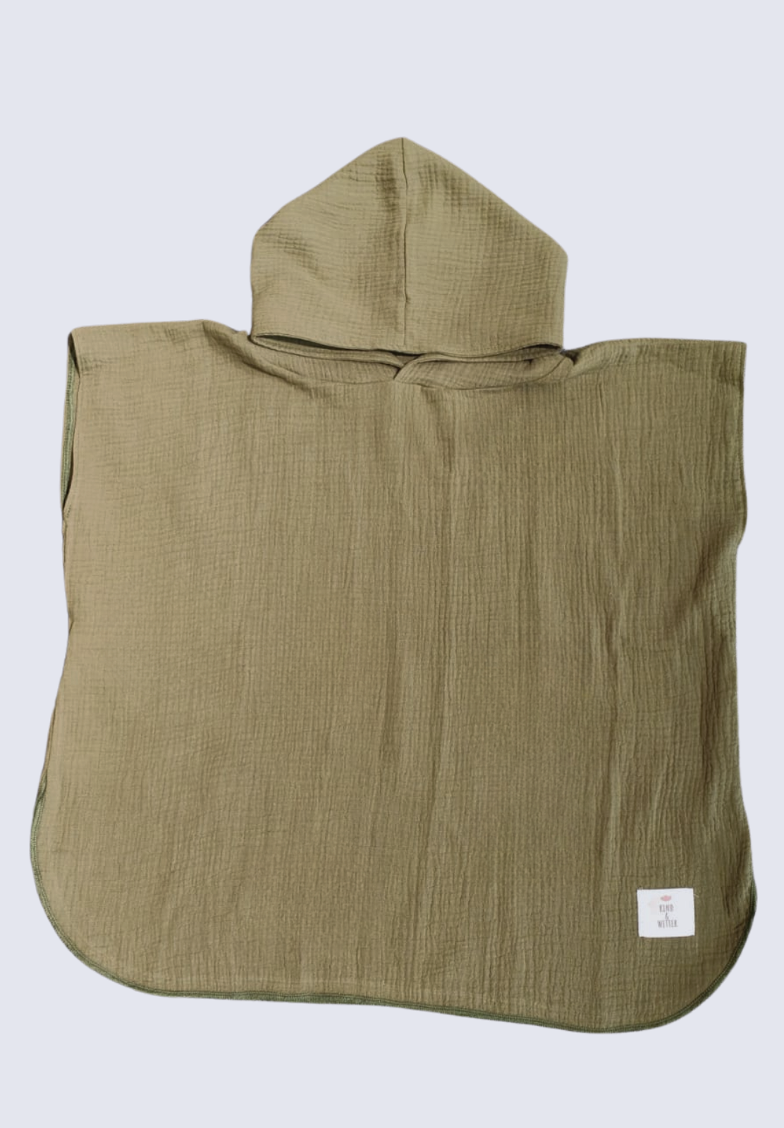 dünner Kinder Bade-Poncho / Cape / Badetuch aus Musselinstoff grün