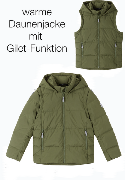 REIMA Kinder Daunen-2in1-Jacke mit Giletfunktion Porosein grün 5100030A 8930