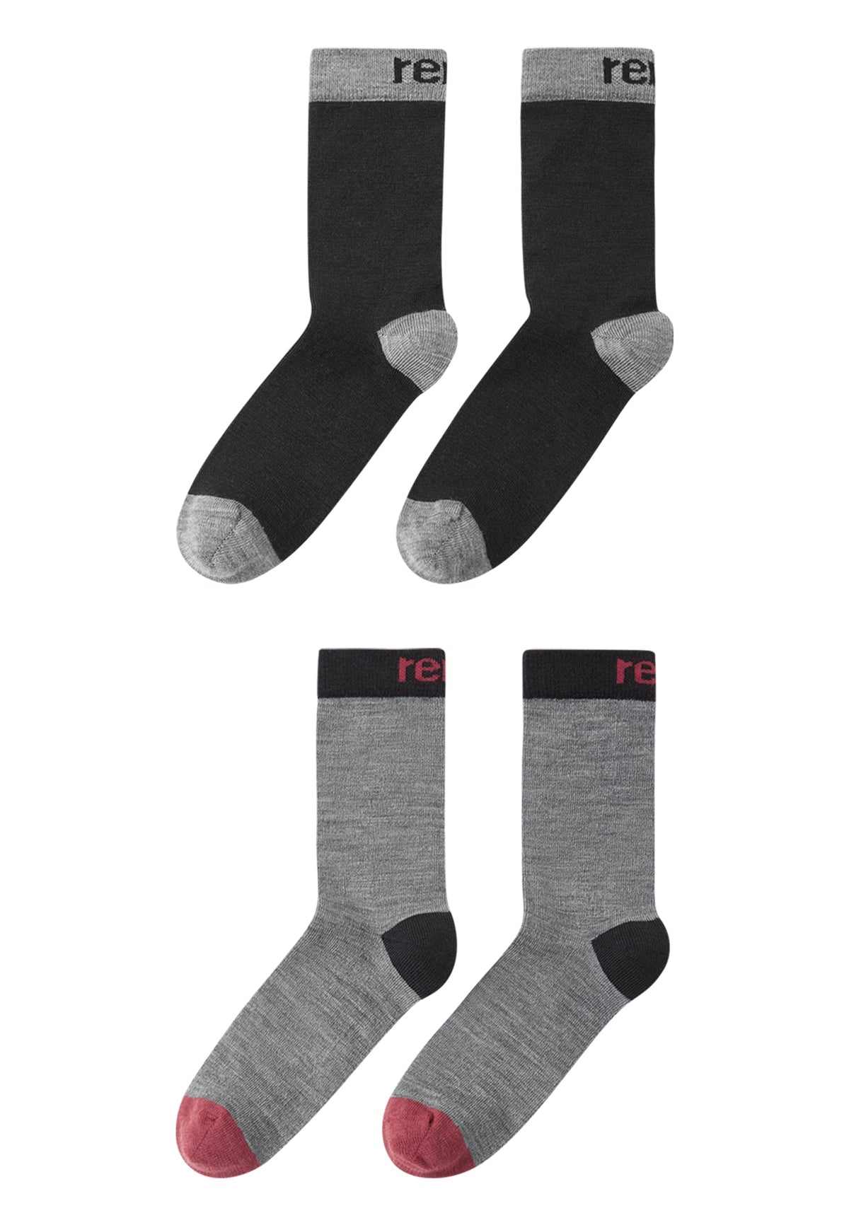 REIMA Kinder Merino Socken im Duopack Parit 5300309A schwarz+grau 999A