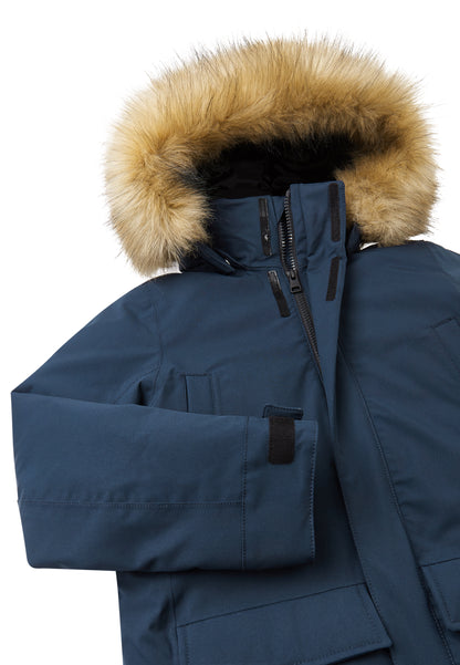 REIMA TEC extra warme Winter-Daunenjacke/Parka Serkkula<br> Gr. 104, 110, 116, 128, 152, 158, 164<br> auch ohne Kunst-Pelz tragbar<br> 100% wasserdicht<br> echte zertifizierte Daune, waschbar<br> WS 10'000 mm