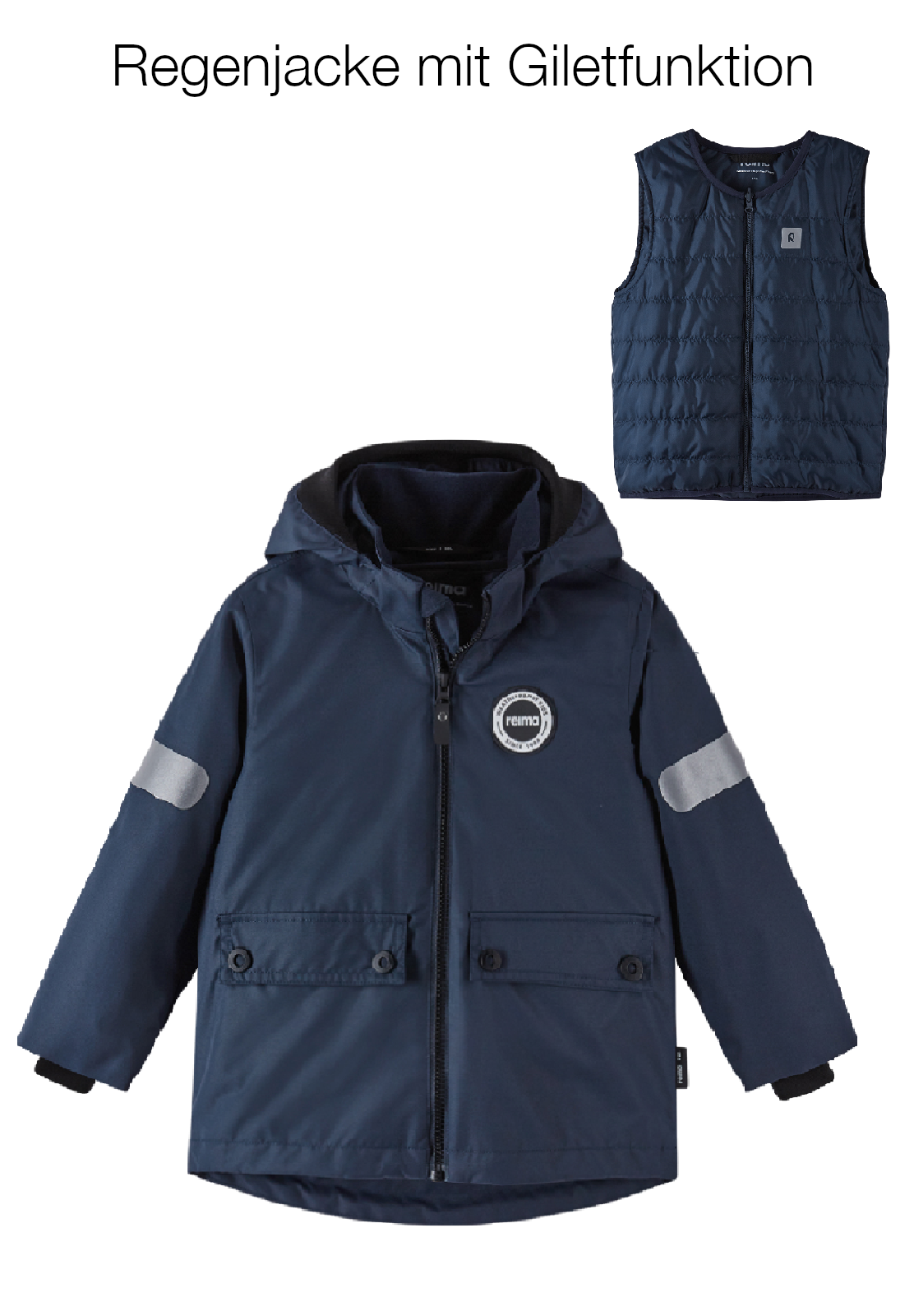 REIMA TEC 3in1 Kinder Regenjacke mit herausnehmbarer Weste dunkelblau Sydvest 5100158A-6980