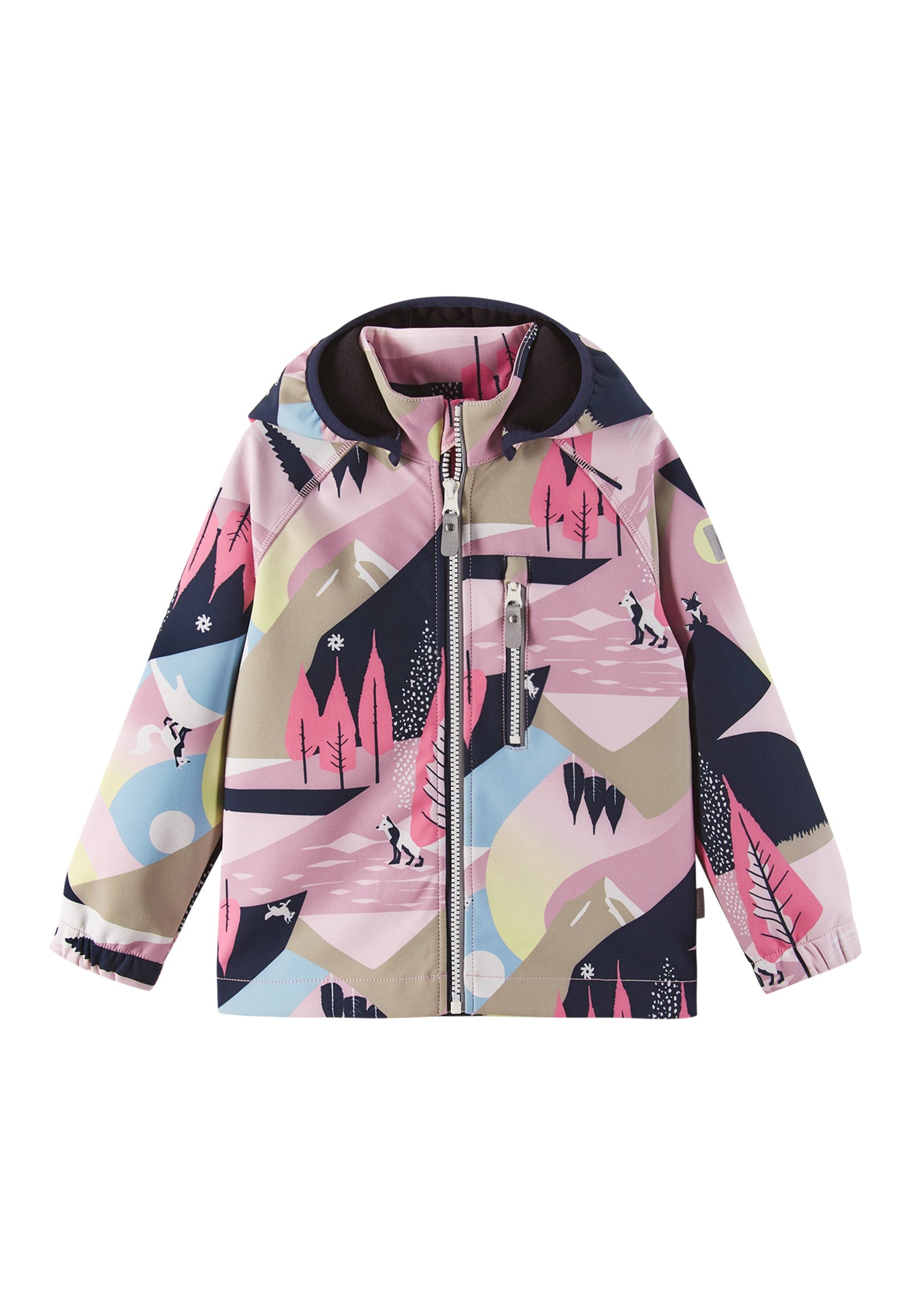 REIMA Kinder Softshell Jacke Kapuze Vantti pink gemustert 5100009A-4504