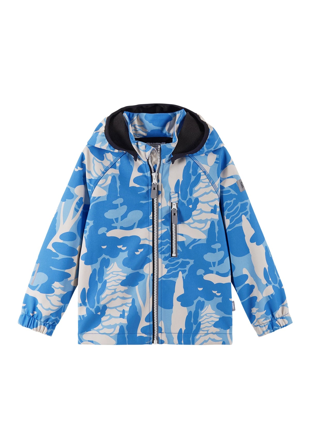 REIMA Kinder Softshell Jacke Kapuze Vantti blau gemustert 5100009A-6392