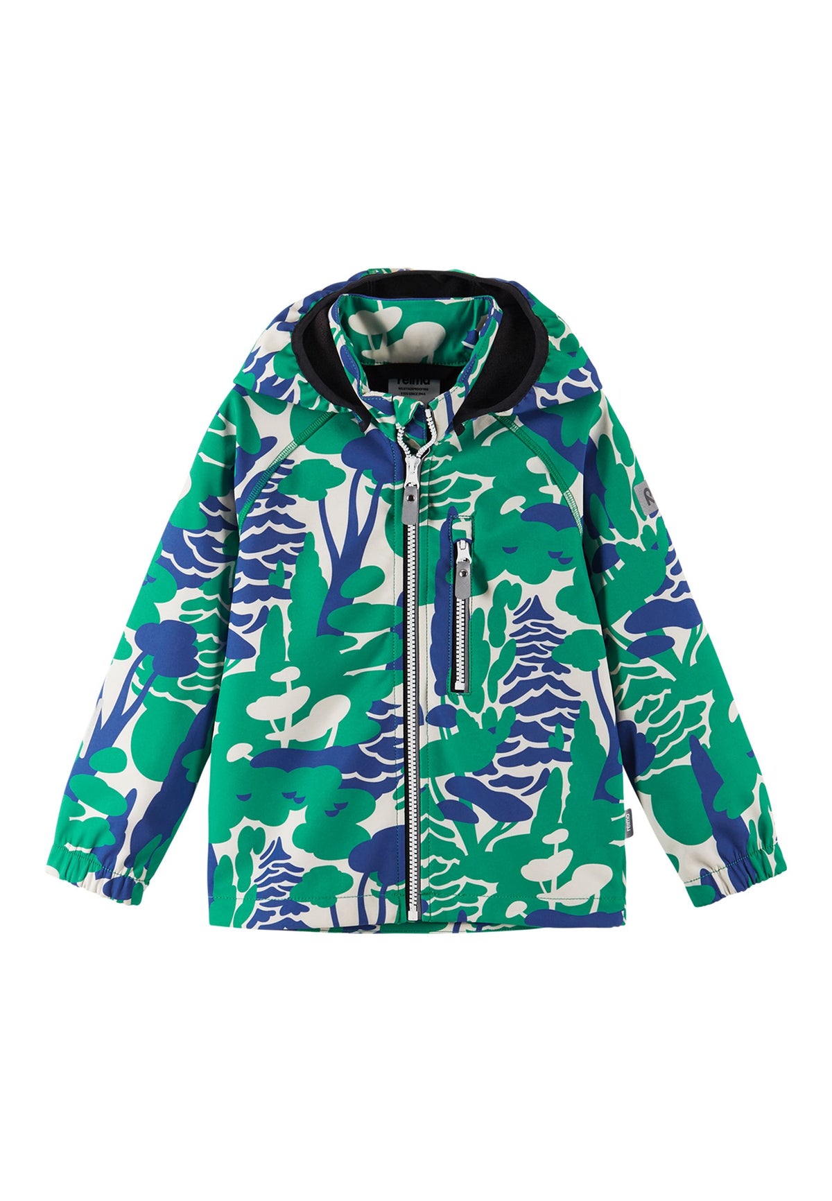 REIMA Kinder Softshell Jacke Kapuze Vantti grün gemustert 5100009A-8804