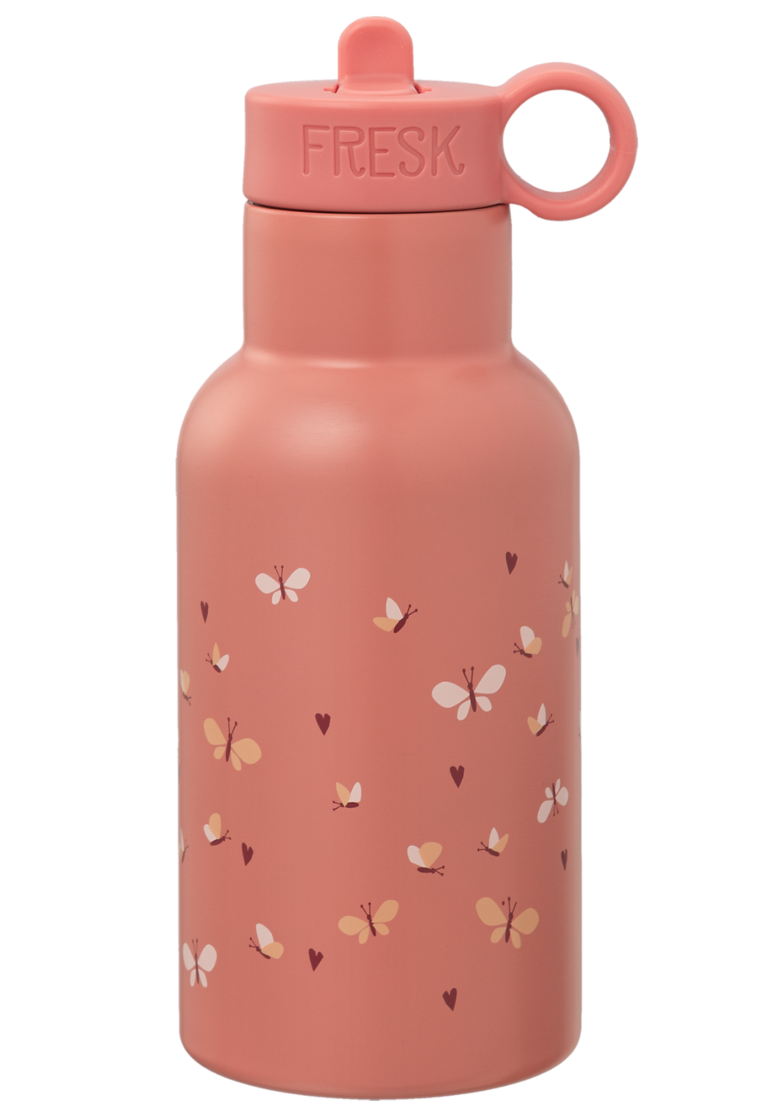 FRESK Kinder Trinkflasche/Thermosflasche 350ml mit 2 Deckeln & Reinigungsbürste schmetterling