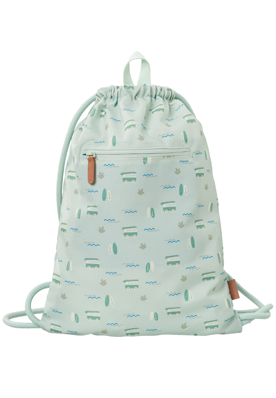 FRESK Kinder Turnbeutel / Sporttasche wasserabweisend Surferbus mint