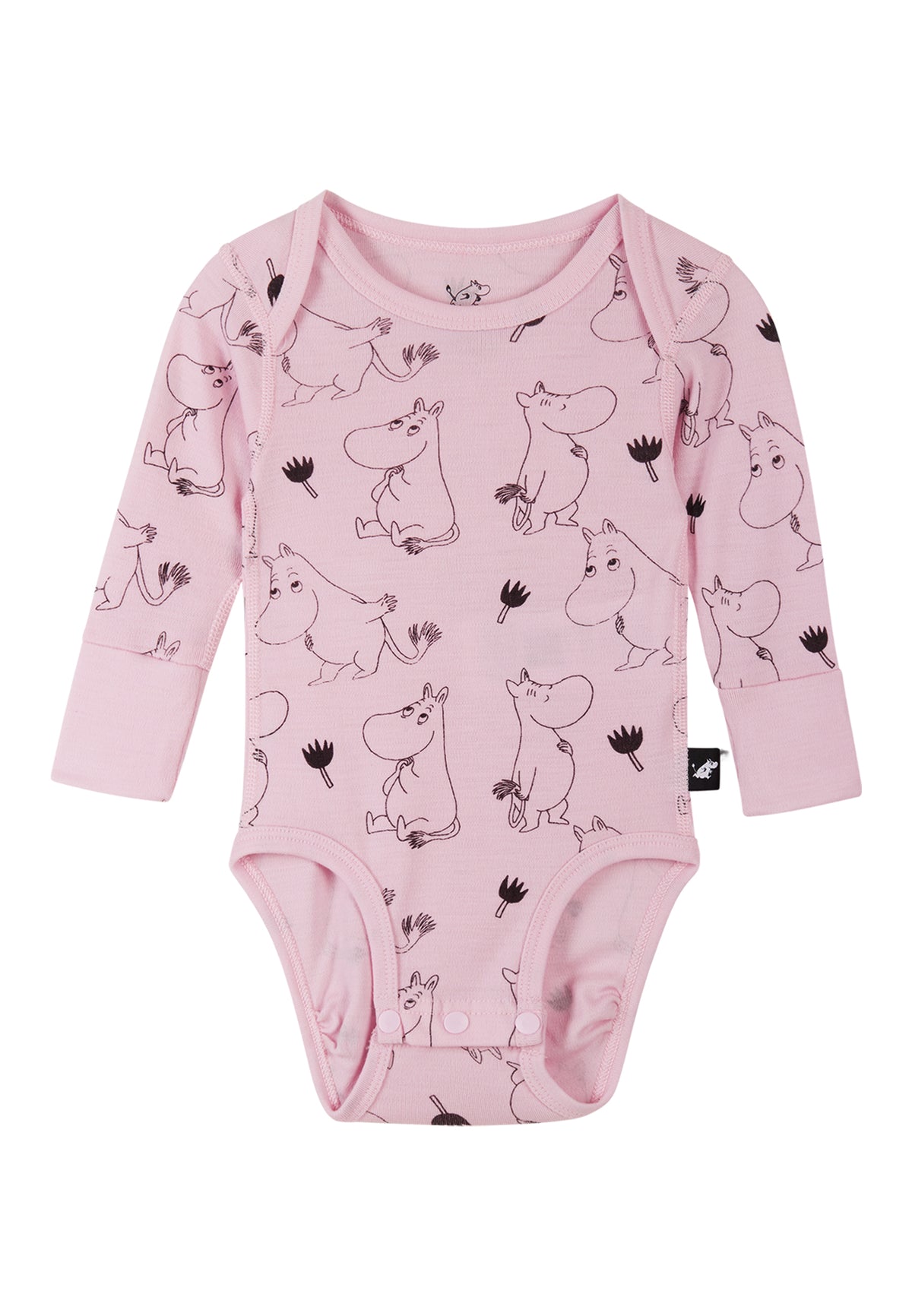 REIMA Baby-Body aus Merinowolle Moomin Raraste rosa