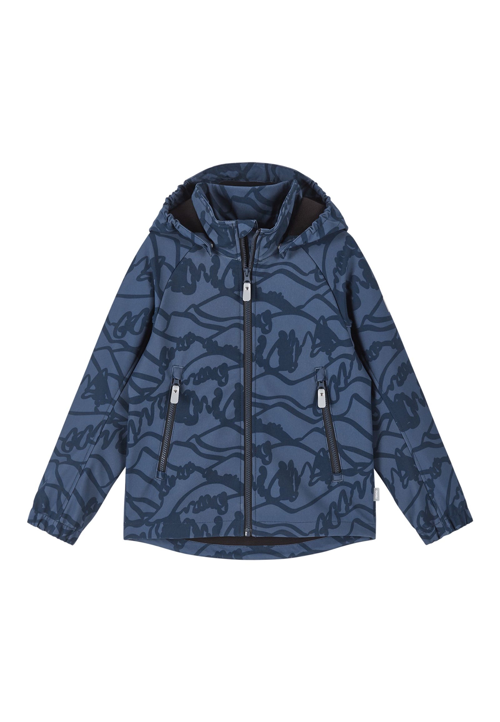 REIMA gefütterte Kinder Softshelljacke Aitoo blau gemustert 