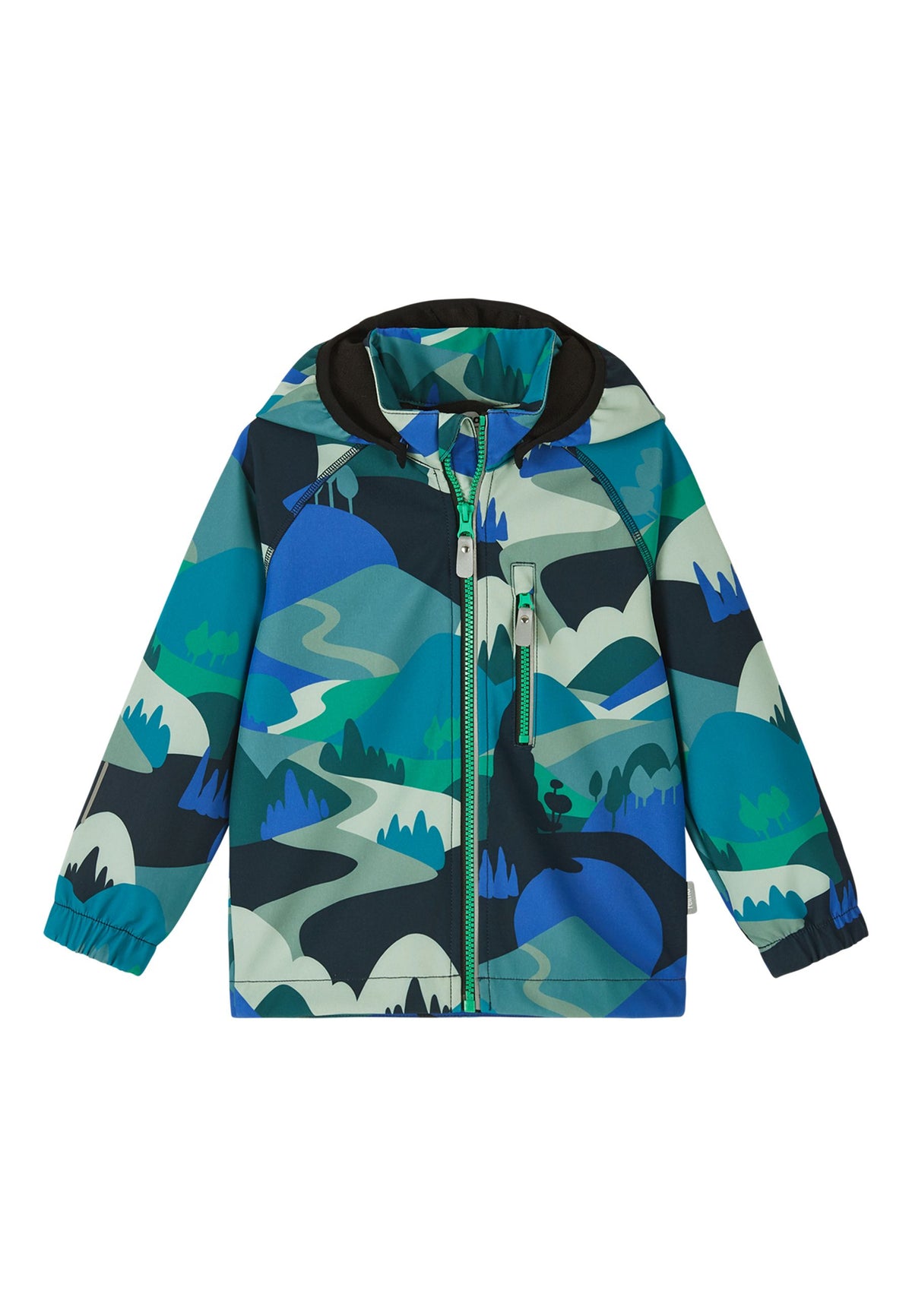 REIMA Kinder Softshell Jacke Vantti grün/blau gemustert 