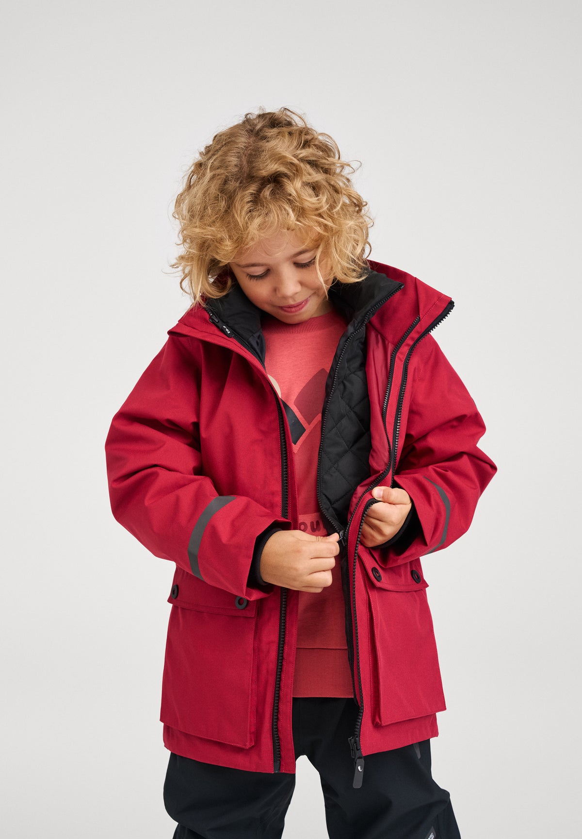 REIMA TEC Kinder 3in1 Regenjacke / Übergangsjacke Syddi rot