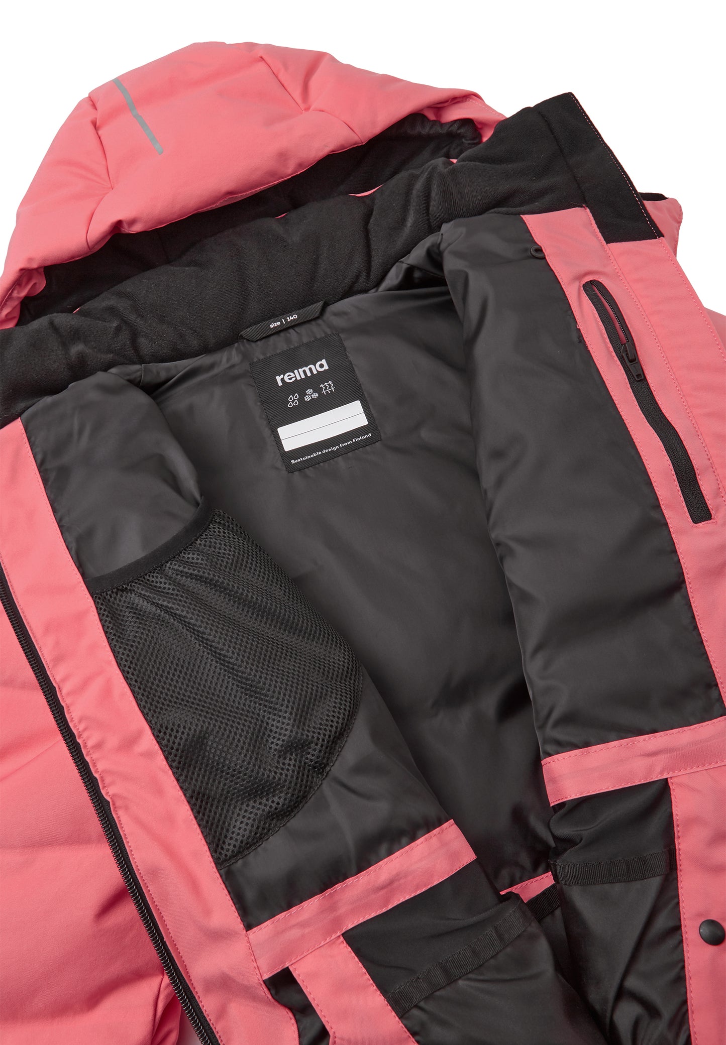 REIMA TEC warme Daunen-Skijacke/Winterjacke <br>Vuono <br>Gr. 116, 134, 140, 152<br> echte zertifizierte Daune, waschbar<br> Schneefang & verstellbare Ärmelbündchen mit Lycraeinsätzen mit Daumenloch<br> WS 10'000 mm